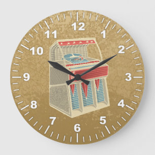 Grunge Jukebox Large Clock