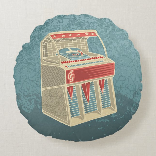 Grunge Jukebox Round Pillow (Front)