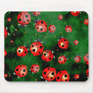 Grunge Ladybugs Mouse Pad