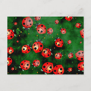 Grunge Ladybugs Postcard