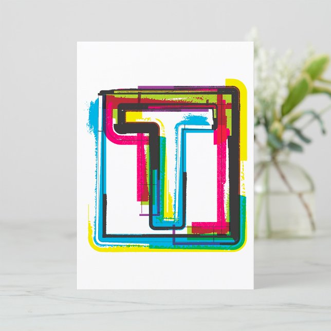 Grunge Letter T Bold Colourful Urban Typography  Invitation (Creator Uploaded)