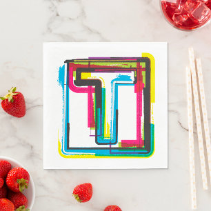 Grunge Letter T Bold Colourful Urban Typography Napkin