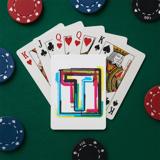 Grunge Letter T Bold Colourful Urban Typography  Playing Cards (Creator Uploaded)