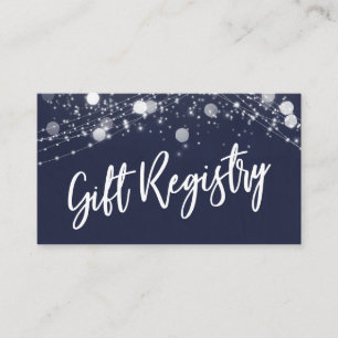 Grunge Lights Casual Script Navy Gift Registry Enclosure Card