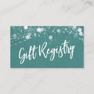 Grunge Lights Casual Script Teal Gift Registry Enclosure Card