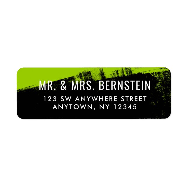Grunge Lime Green Black Return Address (Front)