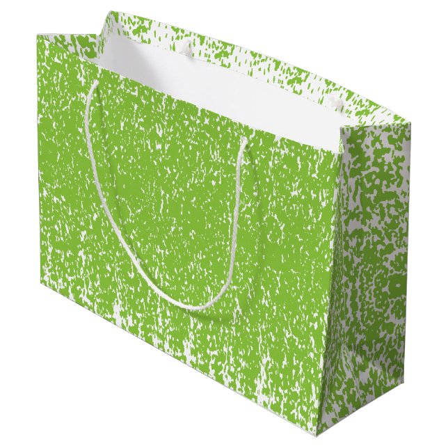 Grunge Lime Green Pattern - Summer Abstract Decor Large Gift Bag (Back Angled)