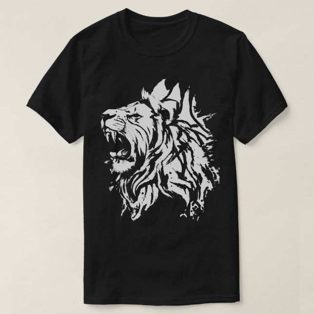 Grunge Lion Head White T-Shirt (Design Front)
