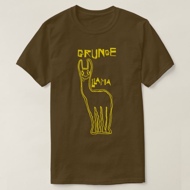Grunge Llama Smiling Face T-Shirt (Design Front)