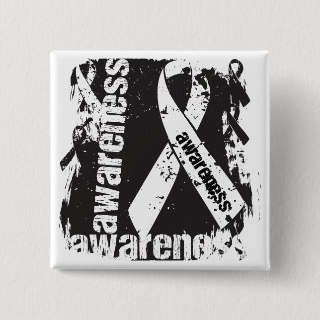 Grunge Lung Cancer Awareness 2 Inch Square Button (Front)