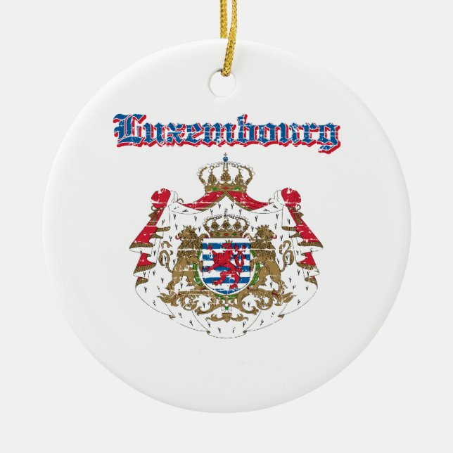 Grunge Luxembourg coat of arms designs Ceramic Ornament (Front)