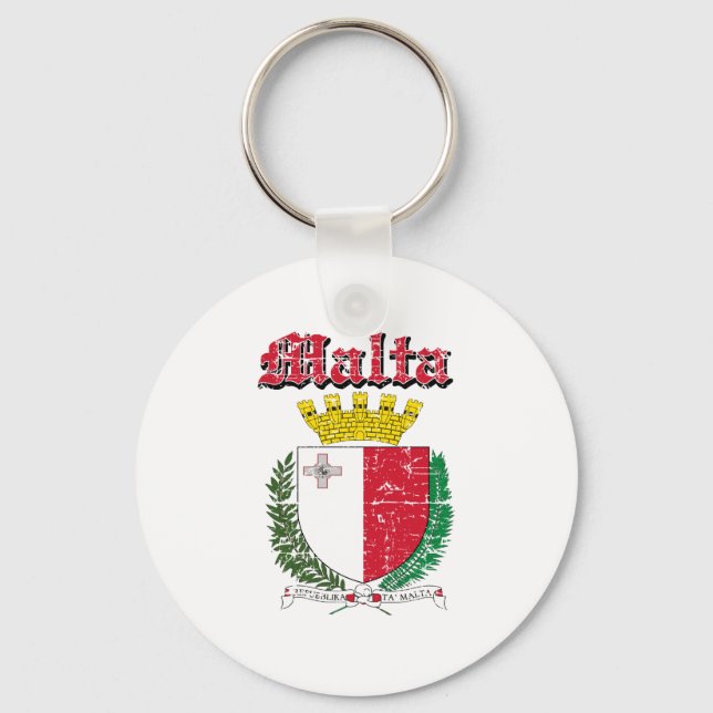 Grunge Maltese coat of arms designs Keychain (Front)