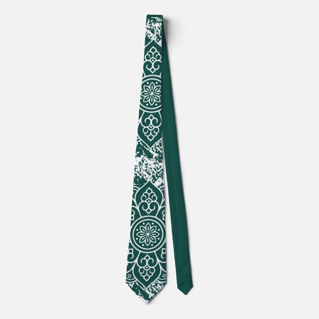 Grunge Mandalas Dark Green Tie (Front)