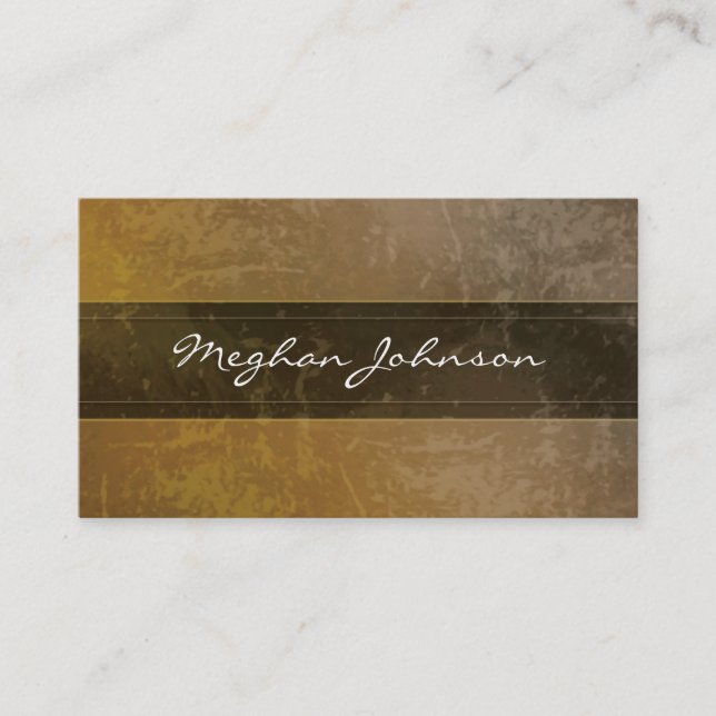 Grunge Marble Sepia Trendy Business Card (Front)