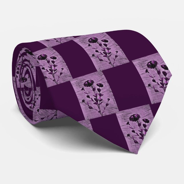 Grunge Medieval Flower Art Tie (Rolled)