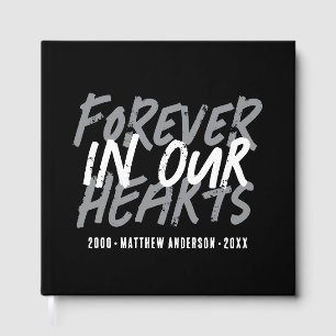 Grunge Memorial Forever in our Hearts Custom Guest Book