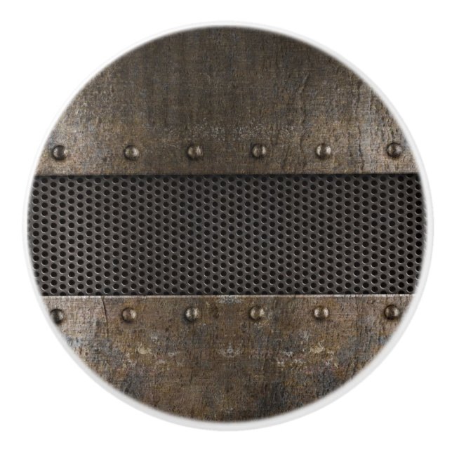 Grunge metal background ceramic knob (Front)