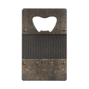 Grunge metal background credit card bottle opener