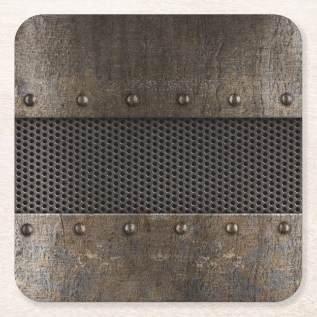 Grunge metal background square paper coaster (Front)