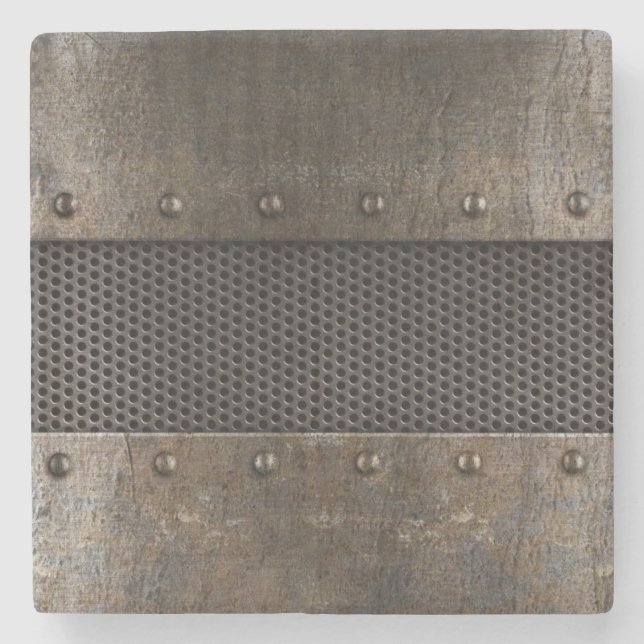 Grunge metal background stone coaster (Front)