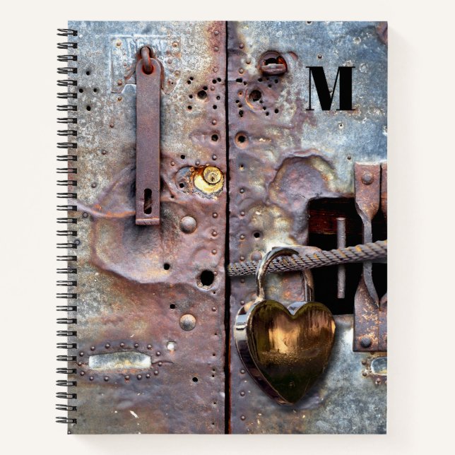 Grunge Metallic Secret Heart Diary Notebook (Front)
