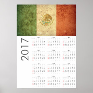 Grunge Mexico Flag Calendar 2017 Poster