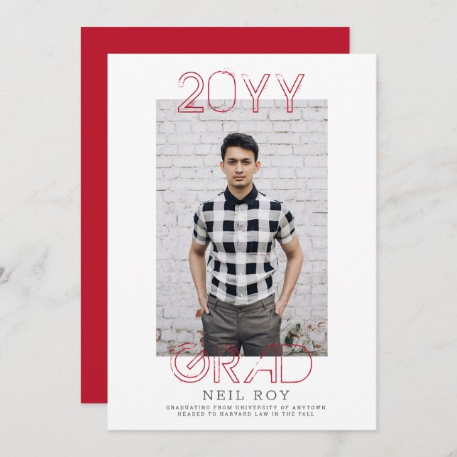 Grunge Minimalistic Modern Graduation Invitation (Front/Back)