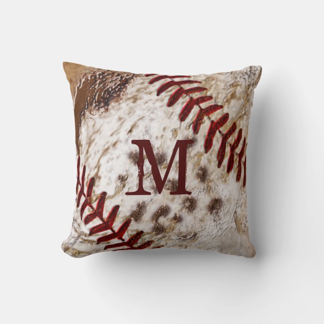 Grunge Monogrammed Dirty Baseball Pillow (Front)
