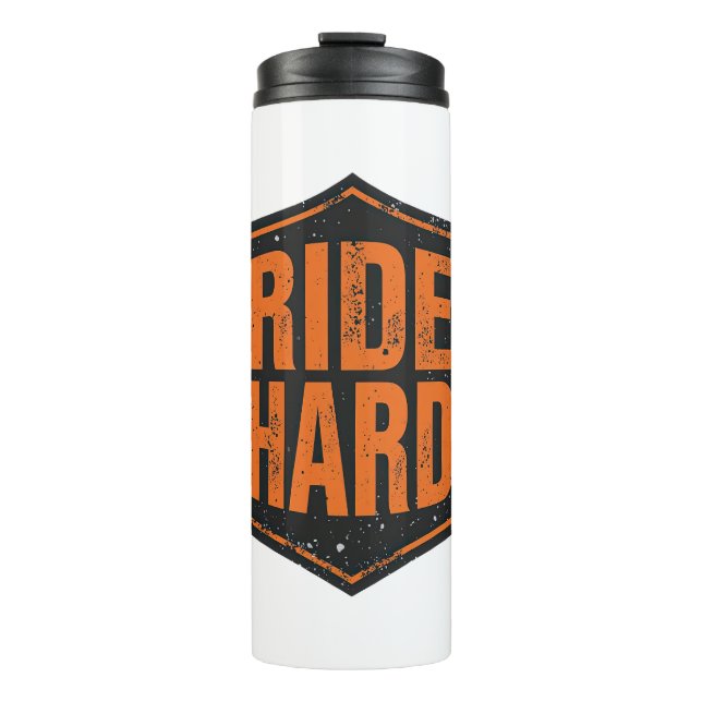 Grunge Motorcycle "Ride Hard" Shield Thermal Tumbler (Front)