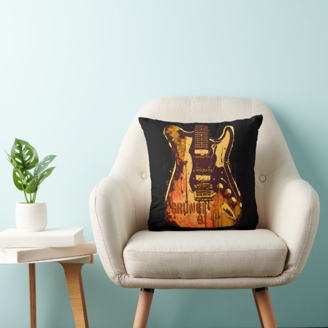 Grunge Music 1991 Throw Pillow (Chair)