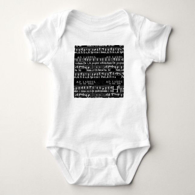 grunge music notes baby bodysuit (Front)