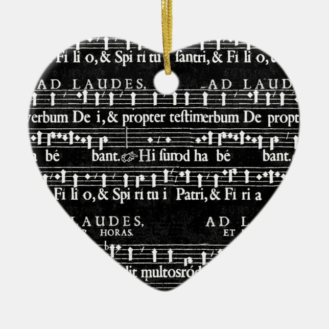 grunge music notes ceramic ornament (Front)