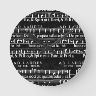 grunge music notes round clock