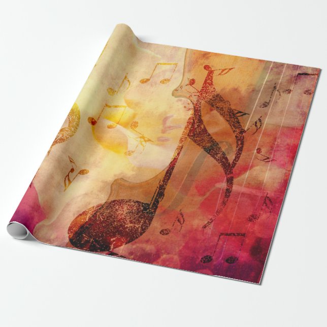 Grunge music notes with violin wrapping paper (Unrolled)