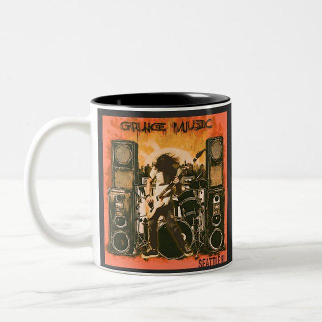 Grunge Music Seattle 1991 Two-Tone Coffee Mug (Left)