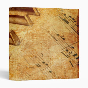 Grunge Music Sheet Piano Keys Binder