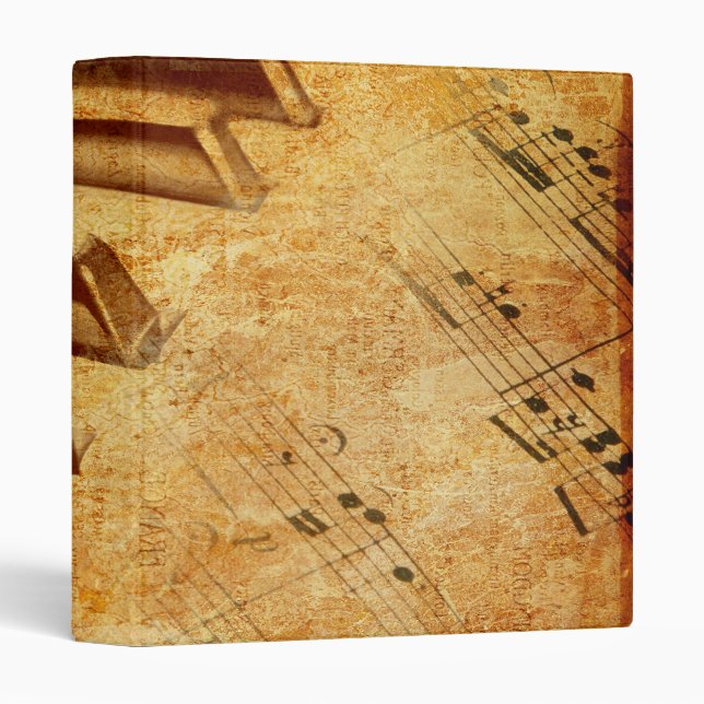 Grunge Music Sheet Piano Keys Binder (Front/Spine)