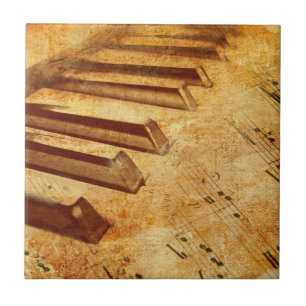 Grunge Music Sheet Piano Keys Tile