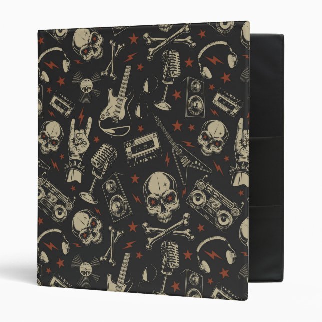 Grunge music skull crossbones pattern binder (Front/Inside)