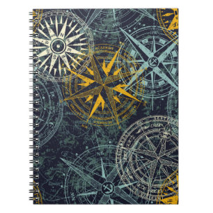 Grunge nautical rose wind compass vintage vintage  notebook