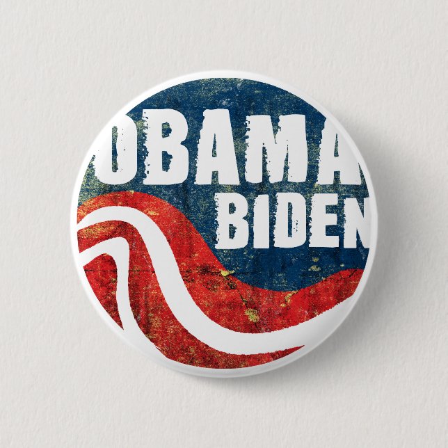 Grunge Obama Biden Button (Front)
