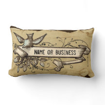 Grunge oiseau défilement personnalisable coussin d