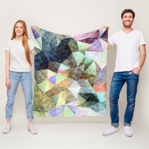 Grunge oldish retro polygonal geometrical triangle fleece blanket