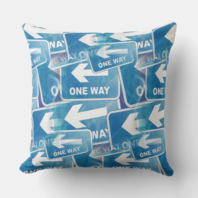 Grunge One Way Sign Background Throw Pillow (Front)