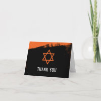 Grunge Orange Black Bar Mitzvah Thank You