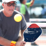 Grunge Paint Monogrammed Initials Red White Blue Pickleball Paddle<br><div class="desc">Cool retro design features a grunge paint splash pattern in red,  white and two shades of blue that is full of motion.  Customize with three initials in classic white font with the simple to use template. The design repeats on the reverse side. Perfect pickleball gift for him or her.</div>