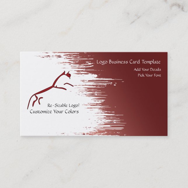 Grunge Paint Red Horse Logo Business Card (Front)