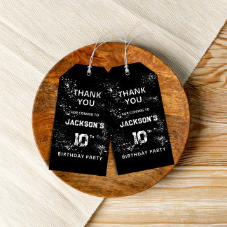 Grunge Paint Splatter Black & White Thank You Gift Tags