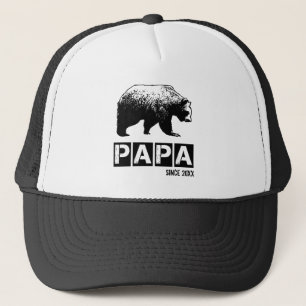 Grunge Papa Bear Since Year of Fatherhood Black Trucker Hat