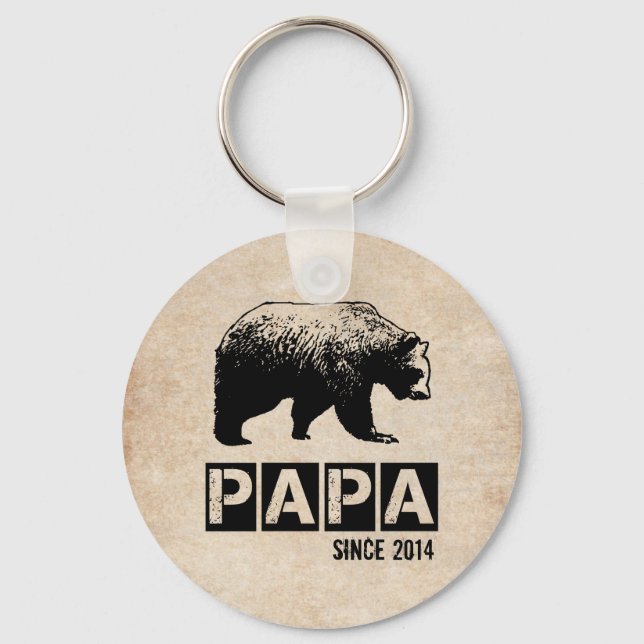 Grunge Papa Bear Year of Fatherhood Keychain (Front)